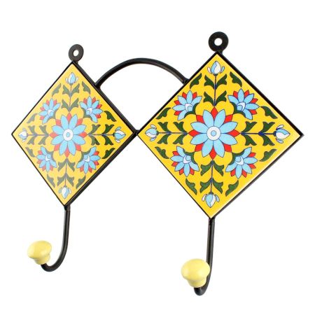 Turquoise Sunflower Ceramic Tiles Hook